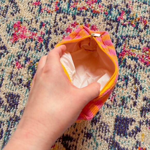 3pcs Checkered Pink & Orange Travel Cosmetics Bag Set 🧡 - Picture 9 of 9